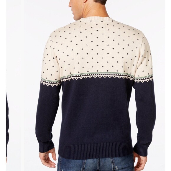 Weatherproof Vintage Men’s Sweater Moose Fair Isle Crewneck Size M - Picture 2 of 7